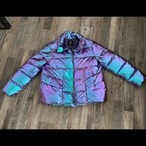 NY & Co purple iridescent puffer coat - new without tags XL